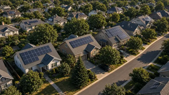 Rows of residential solar rooftops